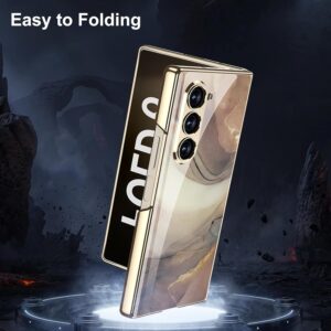 Luxury Marble Patterned Shockproof Armor Case For Samsung Galaxy Z Fold 3,4,5,6 With Hinge Protection 360 Degree Case with Built-in Screen Protector