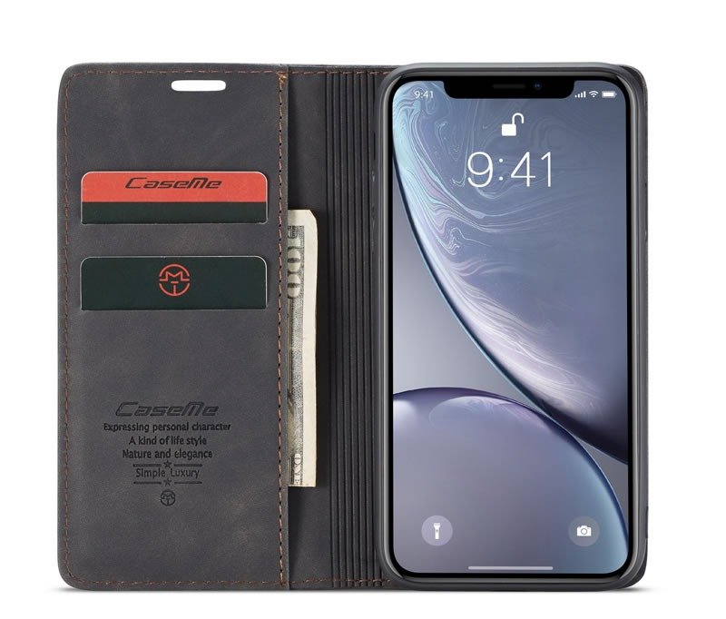 CaseMe Leather Flip Cover for iPhone XR, Xs & Xs Max