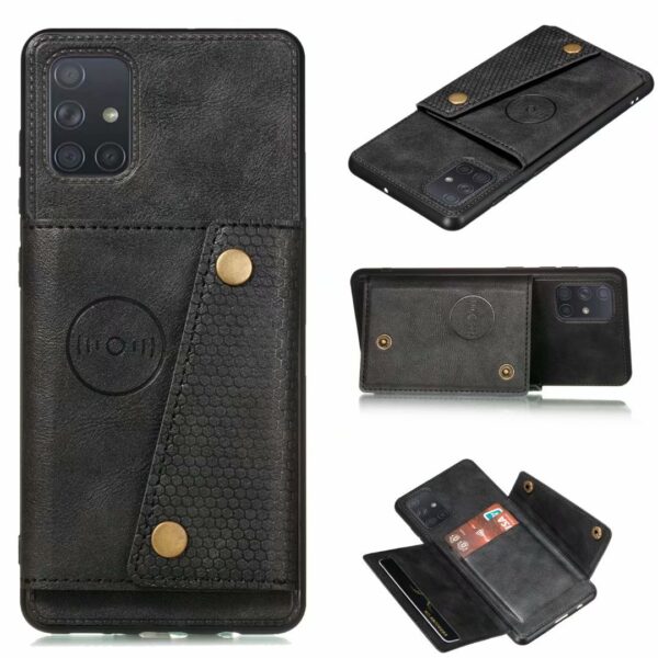 Samsung Galaxy A51 Leather Stand Case +3D Tempered Glass Protector - Image 4