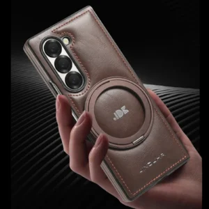 PremiumJINDUKA High-Grade Business Leather Cover withMagsafe Rotation Ring Stand Shockproof Cover Case for Samsung Galaxy Z Fold 4,5 and Z Fold 6 5g