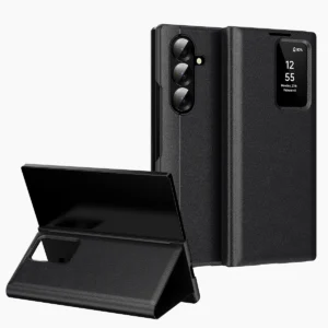 Smart Window Leather Flip Cover For Samsung Galaxy Z Fold 7/6/5/4/3 Shockproof Protection Stand Holder Magnetic Cover